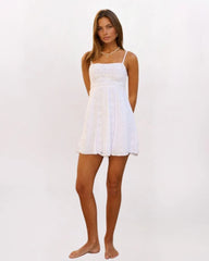 LACE TEXTURED DRESS - WHITE