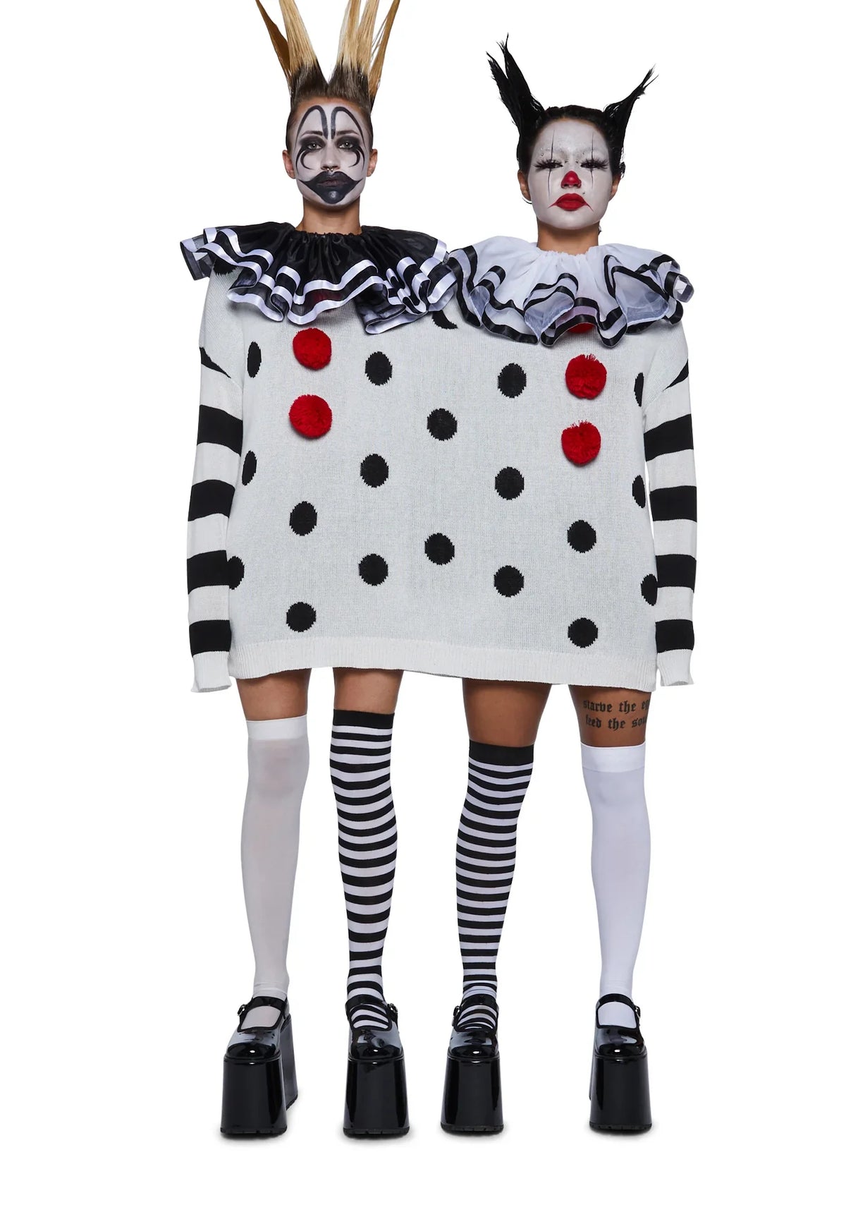 Clown Trouble Knit Sweater Set - Black/White