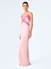 Drew Maxi Dress in Veiled Pink/Pink Yarrow Lace