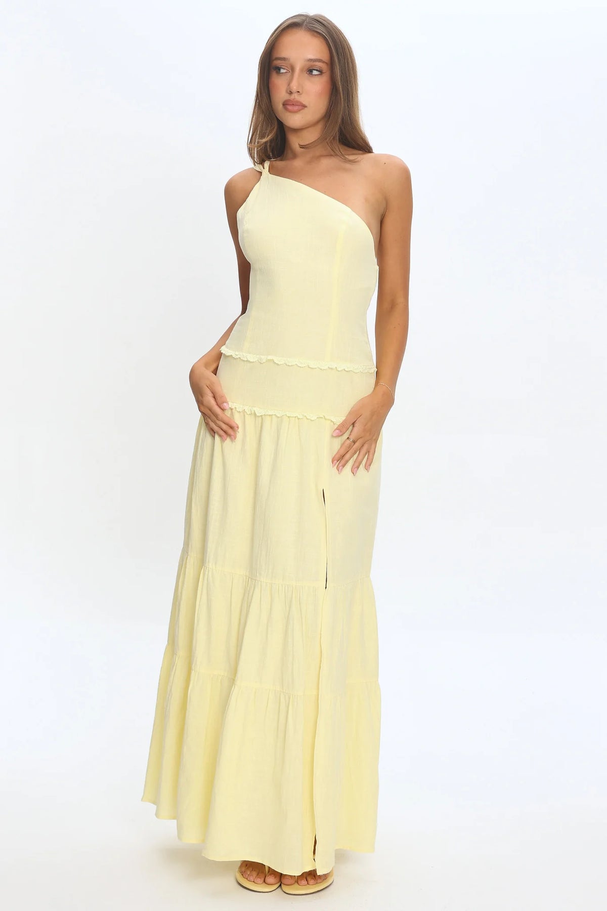 Rico One-Shoulder Strappy Back Maxi Dress Butter