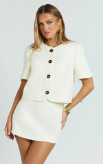 Halsey Jacket - Short Sleeve Structured Jacket in Cream