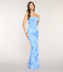 Marva Floral Lace-Up Mesh Formal Dress