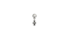 Tiny E Cross Earring Drop Sterling Silver & Diamond - single earring CHRM0297