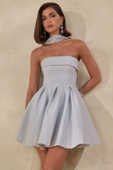 Bruna | Powder Blue Bandeau Skater Mini Dress