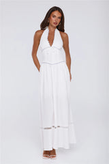 Pastel Promises Halter Maxi Dress White