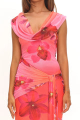 Virgo Season Draped Shoulder Maxi Dress Orchid Pink
