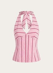Rhydan Halter Top - Strawberry Stripe