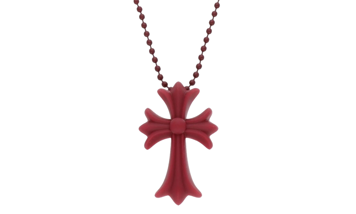 Silicone Cross Necklace Red Wine CHRM0656