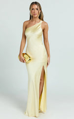 Zahra Maxi Dress One Shoulder Tie Back Dress in Lemon