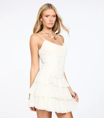 Brenley Floral Sequin Corset Ruffle Dress