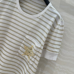CD Short-sleeved T-shirt beige yellow Linen Viscose