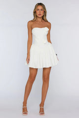 Mysterious Rose Strapless Mini Dress White