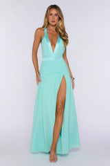 Radiance Meets Style Halter Maxi Dress Mint