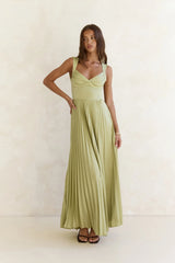Song Of The Sky Plisse Maxi Dress Green