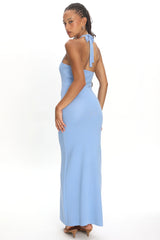 Wildflower Sun Halterneck Knit Dress Flower Blue