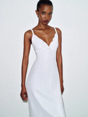 Sara Linen Dress In White