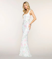 Everleigh Floral Mesh Corset Mermaid Dress