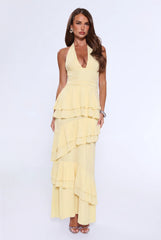 Power Glow Halter Maxi Dress Yellow