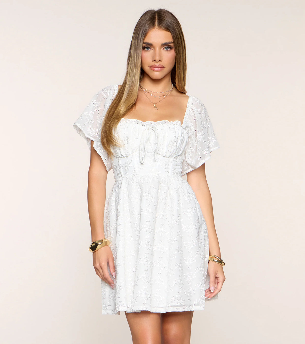 Picnic Flirt Eyelet Mini Dress