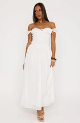 High Views Off Shoulder Maxi Dress White