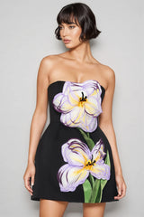 Fennl Black Floral Bustier Mini Dress