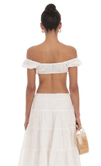 Off Shoulder Crop Top in White