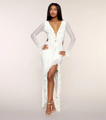 Caroline Lace Long Sleeve Formal Dress
