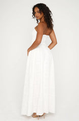 Bittersweet Babe Strapless Broderie Maxi Dress White