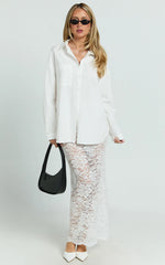 Dahlia Midi Skirt - Lace Skirt in White
