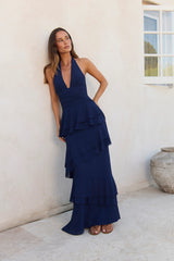 Path Of Fate Halter Maxi Dress Navy
