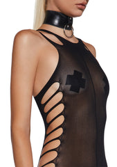Lost In Lust Cut Out Body Stocking - Black