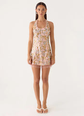 Ellerie Beaded Mini Dress - Pink