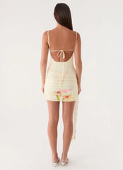 Syna Sash Mini Dress - Soft Lily