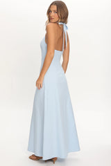 Lioren Plunging Halterneck Maxi Dress Blue