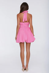 Main Girl Energy Halter Bubble Mini Dress Pink
