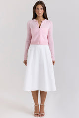pink cropped wool cardigan