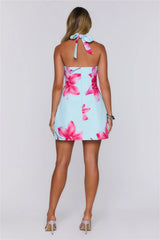 Dreamelle Halter Mini Dress Blue