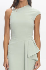 Whispering Willow One-Shoulder Gown Pistachio Green