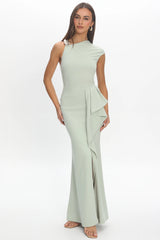 Whispering Willow One-Shoulder Gown Pistachio Green