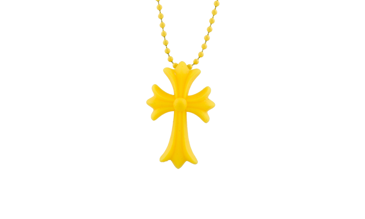 Silicone Cross Necklace Yellow CHRM0534