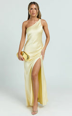 Zahra Maxi Dress One Shoulder Tie Back Dress in Lemon