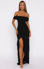 Icon In Motion Off Shoulder Maxi Dress Black