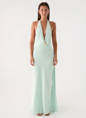 Eleni Halter Maxi Dress - Pistachio