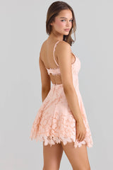 peach scallop lace broderie anglaise mini dress
