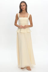 Sweet Tooth Peplum Maxi Dress Butter Yellow