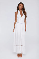 Pastel Promises Halter Maxi Dress White