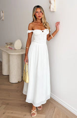 High Views Off Shoulder Maxi Dress White