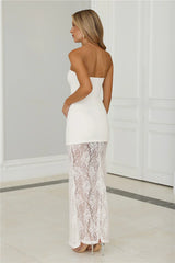 Polished Piece Strapless Lace Maxi Dress White