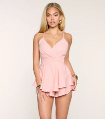 Flirty Moment Lace Back Skater Romper