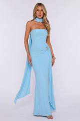 Day To Night Luxe Strapless Maxi Dress Blue